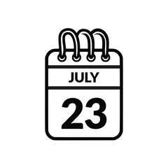 July 23 Calendar icon vector illustration.