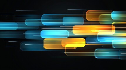 Blue and Orange Abstract Shapes Moving Across Black Backgrounds