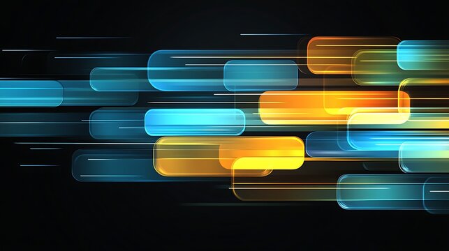 Blue and Orange Abstract Shapes Moving Across Black Backgrounds