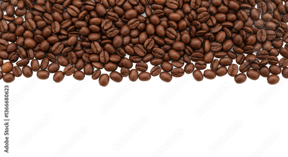 Poster a close up shot displaying roasted coffee beans with a metallic surface and a black background below
