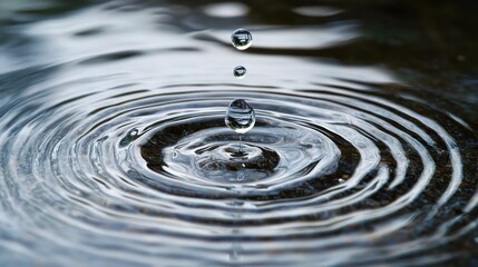 Raindrop impact on a puddle, perfectly timed to capture concentric ripples.

