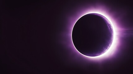 A celestial body surrounded by a glowing purple halo of light