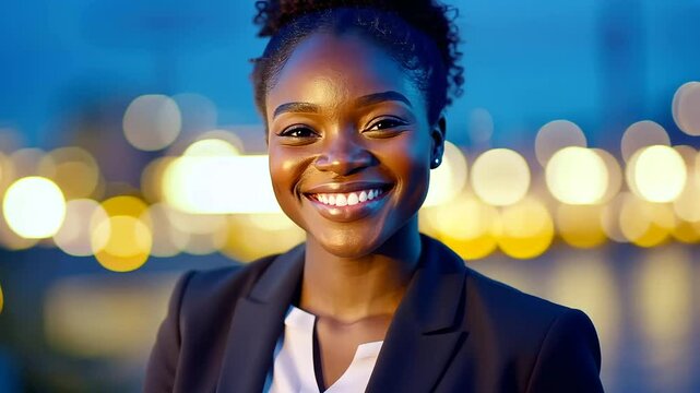 Confident black businesswoman finalizing a partnership agreement in a modern office setting.