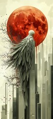 Mobile phone wallpaper Apocalyptic Demon Invasion_Blood Moon Earthscape_HDR Nightmare Vision_AI Generated