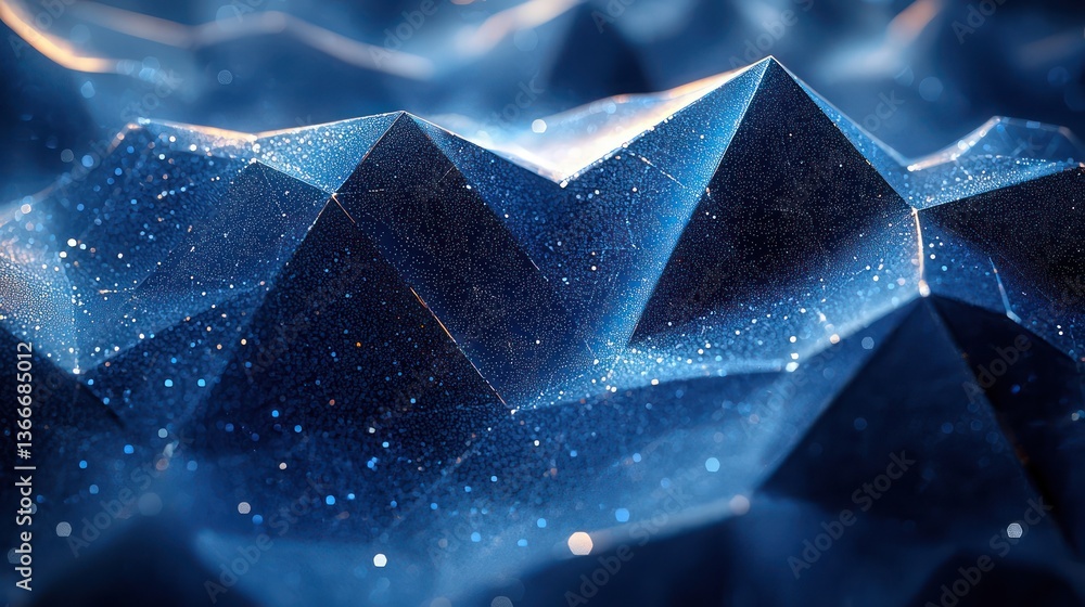 Poster blue geometric abstract background, featuring sharp angles and futuristic lines for digital designs.
