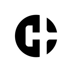 Letter CH creative circle negative space logo