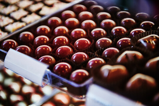 Close up of gourmet chocolate truffles 