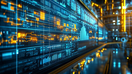 Industrial digital display.  Complex data flow