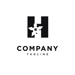 Letter H Shiruken Ninja Logo Icon Vector