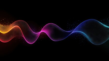 Abstract wave lines pattern dynamic colorful light flowing isolated on black background. concept of music, party, technology, modern. Abstract flowing wavy lines.