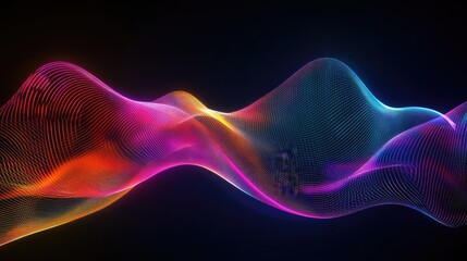 Abstract wave lines pattern dynamic colorful light flowing isolated on black background. concept of music, party, technology, modern. Abstract flowing wavy lines.