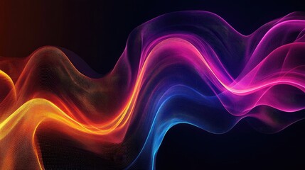 Abstract wave lines pattern dynamic colorful light flowing isolated on black background. concept of music, party, technology, modern. Abstract flowing wavy lines.