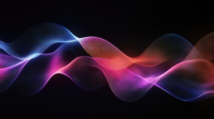 Abstract wave lines pattern dynamic colorful light flowing isolated on black background. concept of music, party, technology, modern. Abstract flowing wavy lines.