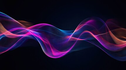 Abstract wave lines pattern dynamic colorful light flowing isolated on black background. concept of music, party, technology, modern. Abstract flowing wavy lines.
