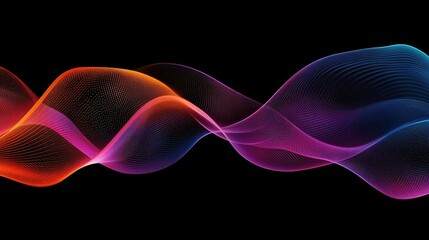 Abstract wave lines pattern dynamic colorful light flowing isolated on black background. concept of music, party, technology, modern. Abstract flowing wavy lines.