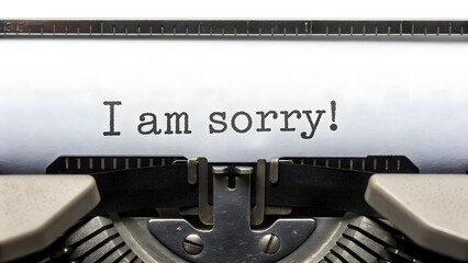 An apology note I Am Sorry typed on an antique typewriter, capturing the essence of regret with a nostalgic vintage aesthetic