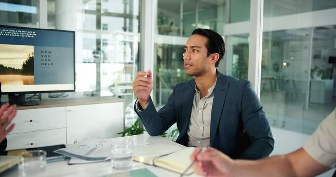 Office, meeting and business people with documents in conflict for contract, decision and b2b deal. Professional, corporate and men and women with paperwork for disagreement, crisis and argument