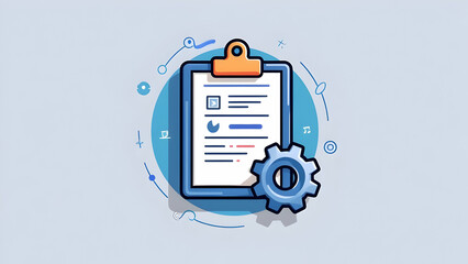  Process Form: Clipboard with Gear Technical Icon 