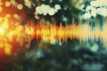 Abstract Audio Waveform Visualization Overlayed on Bokeh Background