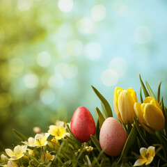 easter flowers copyspace background