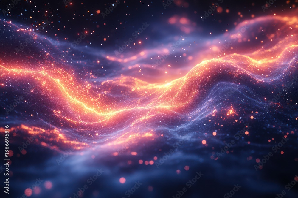 Wall mural celestial abstract with glowing particles and soft cosmic gradients