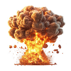 Photorealistic Nuclear Bomb Explosion with Expanding Shockwave, Isolated on Transparent Background