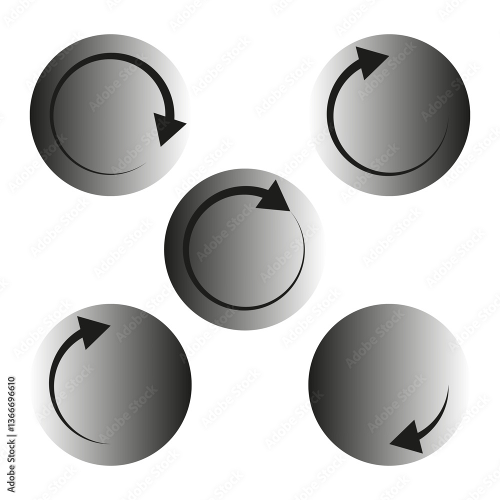 Aufkleber refresh arrow icons. black circular symbols. update cycle concept. vector reload illustration.