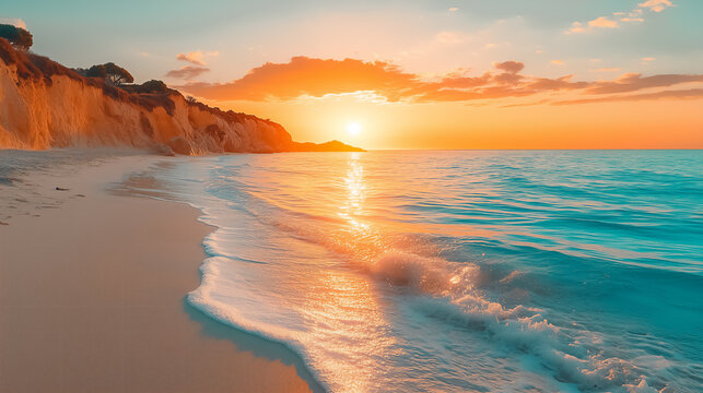 カンガルー島の夕焼けと穏やかな海