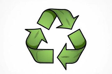 Obraz premium A vibrant green recycling symbol, hand-drawn with playful arrows, representing the circular economy and sustainable living.