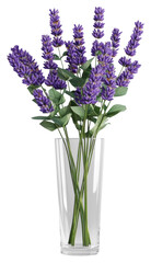 Fototapeta premium PNG Lavender flowers bouquets glass vase arrangement.