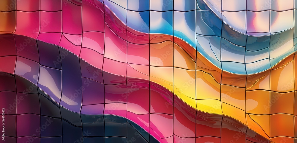 Sticker colorful dynamic tiles featuring smooth gradient transitions for a futuristic and textured design.