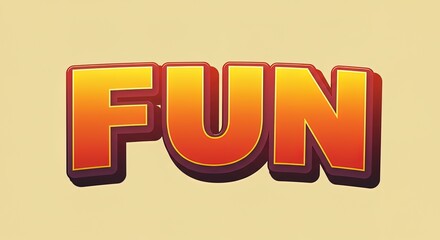 Fototapeta premium The word fun in orange gradient with a red outline on beige ground- design, text, vector, exclamation, message, interjection, letter