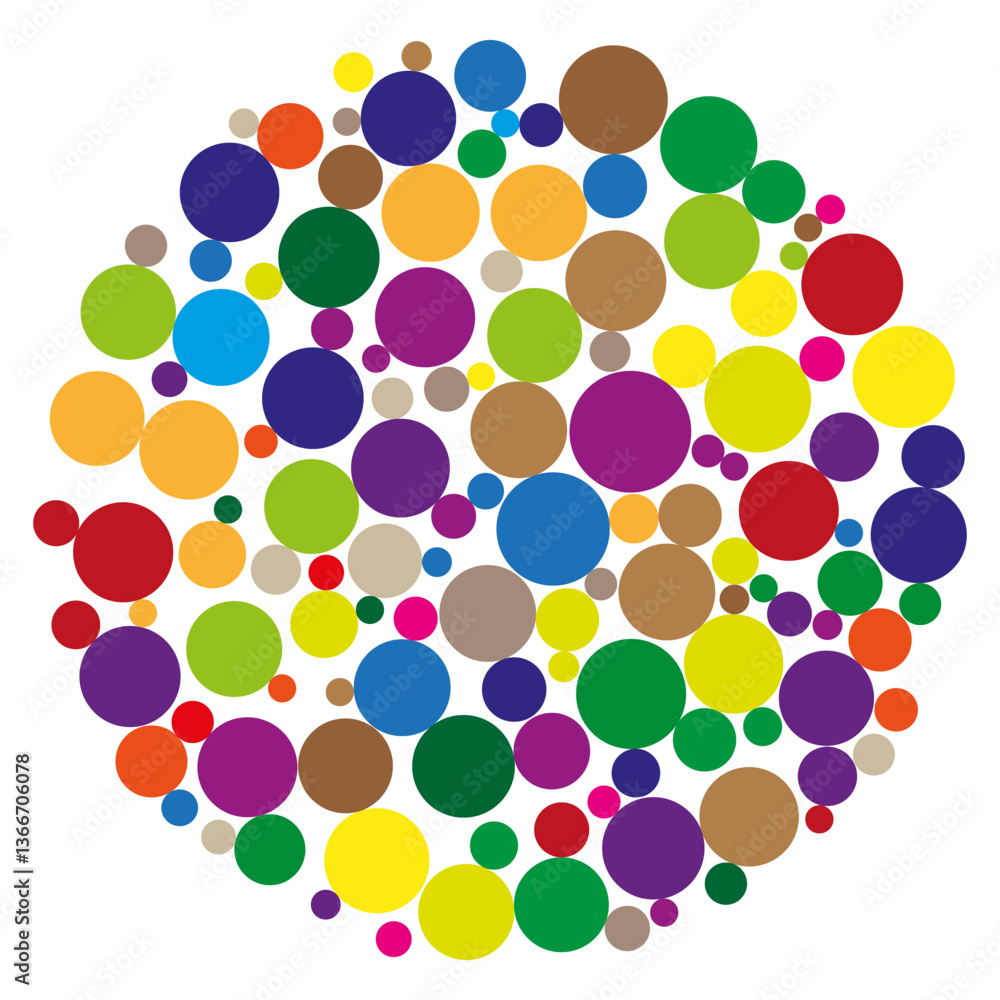 Poster multicolor bubble pattern. round geometric elements. vibrant abstract texture. bright artistic compo