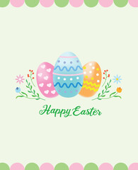 Vector Happy Easter day illustration background. eggs and leafs.