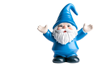 Obraz premium Blue gnome with a blue hat and a blue beard is standing on a white background, isolated