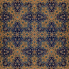 Intricate Persian tile pattern with vibrant floral motifs, inspired by traditional Islamic architecture. A seamless fusion of art, history, and craftsmanship in exquisite detail.