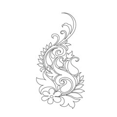 Floral Design A classic black and white floral design element featuring elegant, curved leaves and intricate detailing. Ornamental Perfect for use in decorative borders, logos
