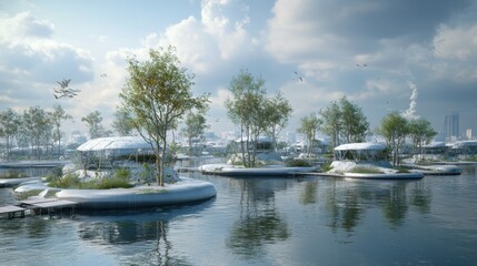 Fototapeta premium A futuristic simulation of climate change effects on global ecosystems.