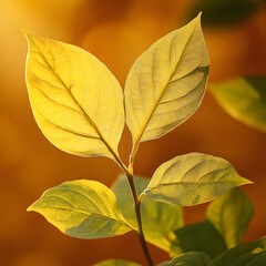 Fototapeta premium Golden Autumn Leaves Backlit Sunlight Nature Photography