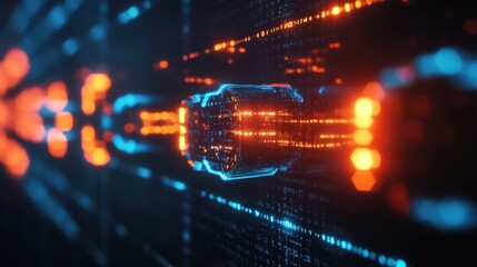 Fototapeta premium A glowing blockchain ledger visually representing secure digital transactions.