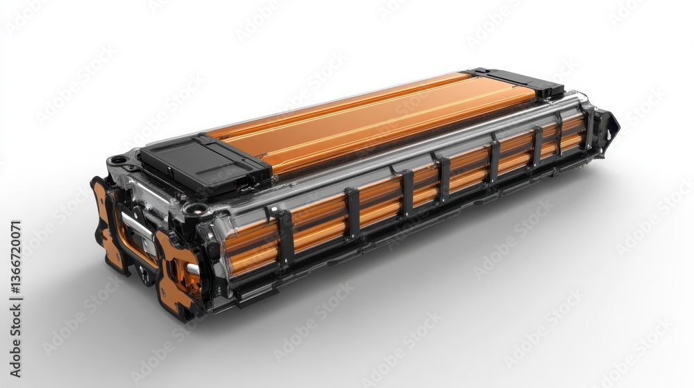 Poster a high-performance lithium-ion battery with internal layers exposed.