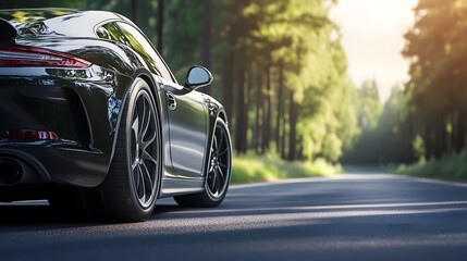 Modern car cruising on an open road, embodying sleek design and freedom in motion