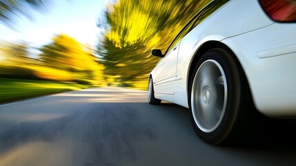 Modern car cruising on an open road, embodying sleek design and freedom in motion
