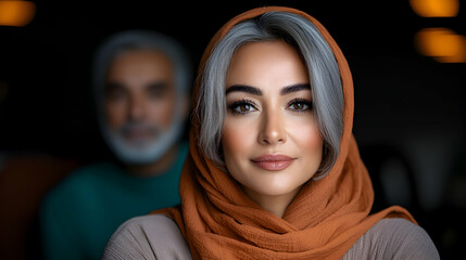 Portrait of a Woman in a Brown Headscarf