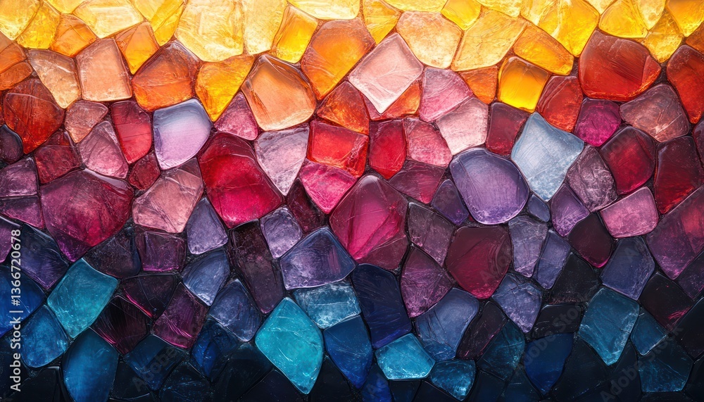 Poster dynamic shattered glass effect in vivid hues forming a modern abstract pattern