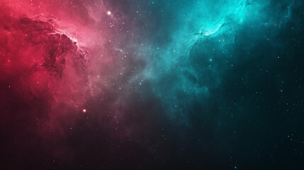 Fototapeta premium Cosmic Nebula Red and Teal Celestial Cloudscape