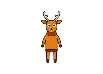 Fototapeta premium Cute Cartoon Reindeer in Christmas Sweater – Vector Illustration, Clipart & Line Art, ute Christmas reindeer in a festive sweater – vector illustration, perfect for digital products & prints.