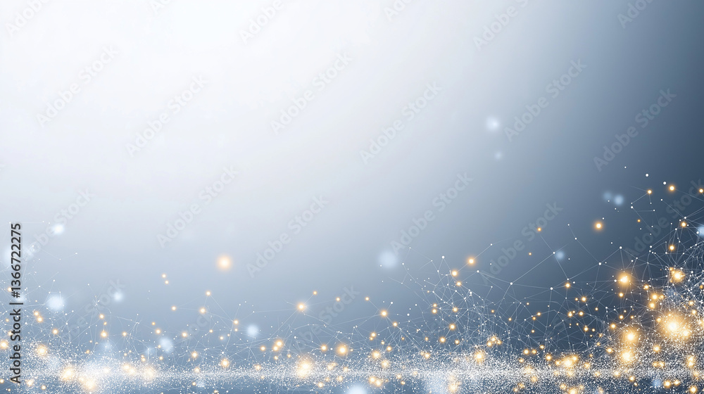 Poster shimmering digital symphony: a captivating, abstract composition of interconnected particles and lum