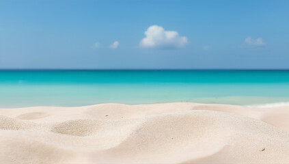 Fototapeta premium Serene Beach Scene with Soft Sand and Turquoise Waters