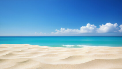 Obraz premium Tranquil Beach Scene with Soft Sand and Crystal Clear Water
